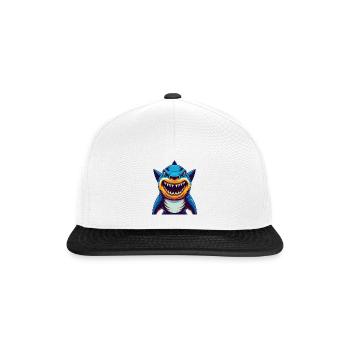 requin coloré kawaii dessin animé personnage clipart - Casquette snapback - blanc/noir - Devant
