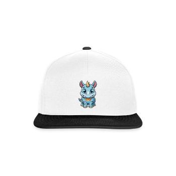 Rhino Cute Cartoon Character Kawaii Clipart - Snapback Cap - white/black - Front
