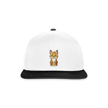 Lynx Mignon Personnage De Dessin Animé Kawaii Clipart - Casquette snapback - blanc/noir - Devant