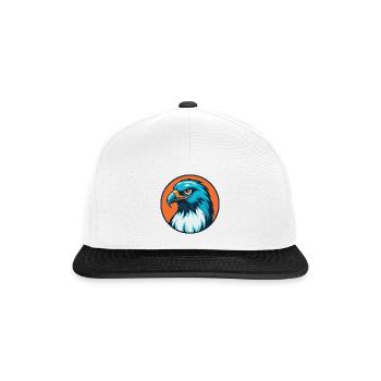 Hawk Cute Kawaii Cartoon Clipart Animal Pet Logo - Snapback Cap - white/black - Front
