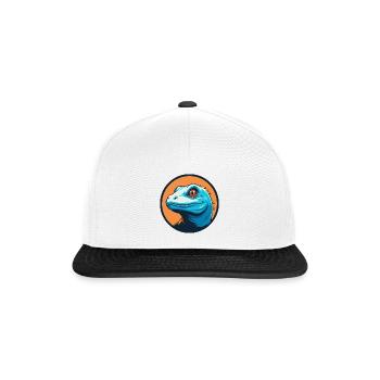 Eidechse Niedliche Kawaii Cartoon Clipart Tier Haustier Logo - Snapback Cap - Weiß/Schwarz - Vorne