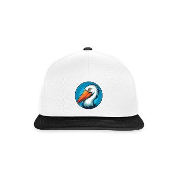 Pélican mignon drôle Kawaii dessin animé Animal Animal Logo - Casquette snapback - blanc/noir - Devant
