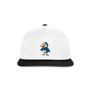 Krähe Cool Kawaii Cartoon Figur Clipart - Snapback Cap - Weiß/Schwarz - Vorne
