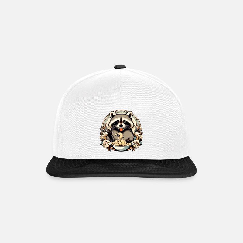 Wareniki Waschbär süß Geschenk - Snapback Cap - Weiß/Schwarz