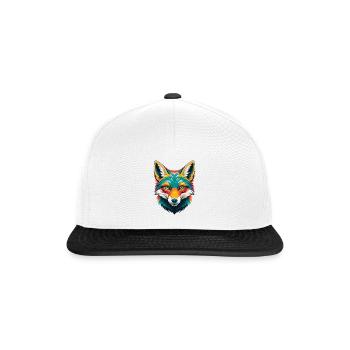 Fox Cute Kawaii Cartoon Clipart Animal Face - Snapback Cap - white/black - Front