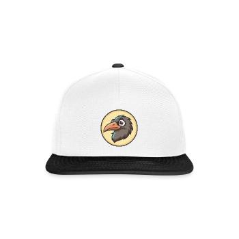 Raven Kawaii Cartoon Character Animal Pet Face - Snapback Cap - white/black - Front