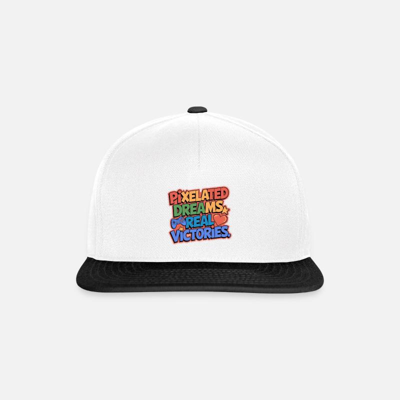 PIXELATED DREAMS, REAL VICTORIES, GAMING - Snapback Cap - white/black