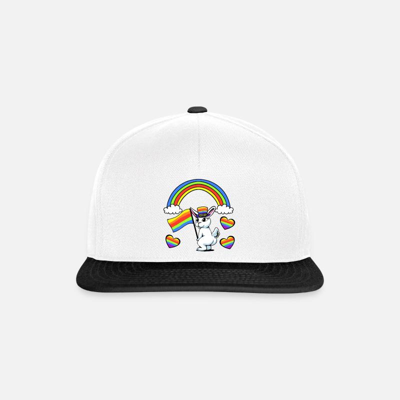 LGBT Hase Regenbogenfahne Regenbogen Herz - Snapback Cap - Weiß/Schwarz