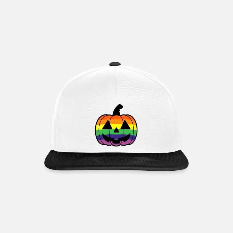 Kürbis Cartoon mit Regenbogen Pride Flagge Farben - Snapback Cap - Weiß/Schwarz