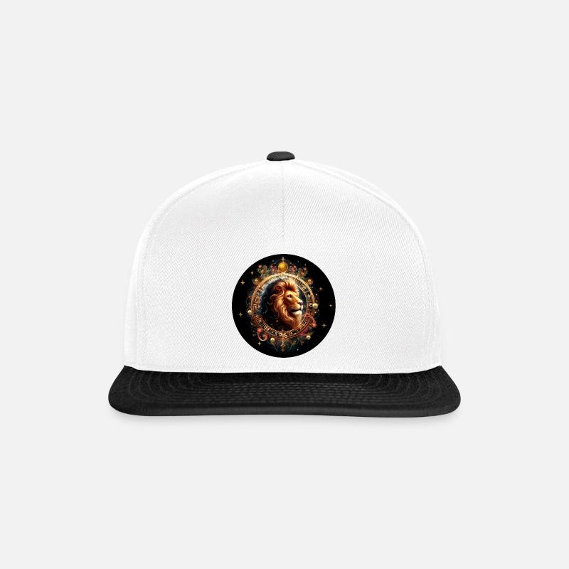 Löwe im Sternkreis - Sternzeichen Löwe - Snapback Cap - Weiß/Schwarz
