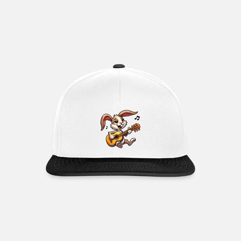 Hase spielt Gitarre - Snapback Cap - Weiß/Schwarz