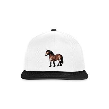 Pferd Kaltblut Braun - Snapback Cap - Weiß/Schwarz - Vorne