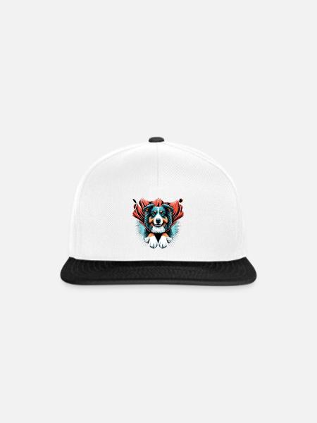 Super Hund Australian Shepherd Sheppie Geschenk - Snapback Cap - Weiß/Schwarz