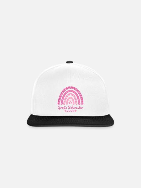 Große Schwester 2026 Regenbogen - Snapback Cap - Weiß/Schwarz