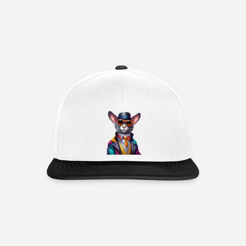 Der schicke Mäuserich: Stilvoll durch den Tag - Snapback Cap - Weiß/Schwarz