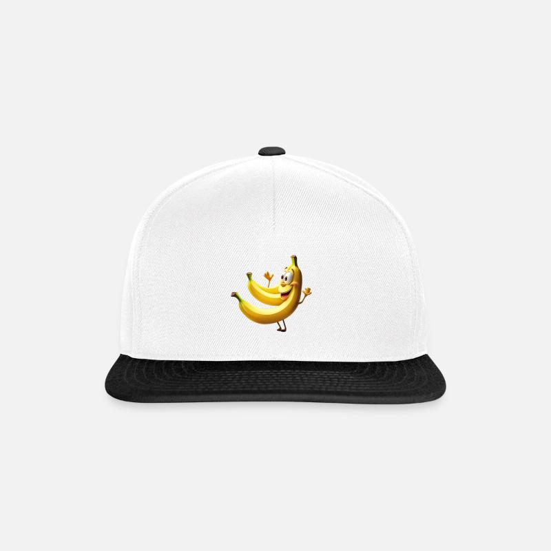 Fröhliche Cartoon Banane mit Gesicht - lustiges - Snapback Cap - Weiß/Schwarz