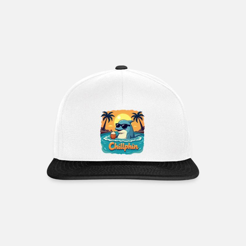 Chillphin – Relax like a dolphin - Snapback Cap - white/black