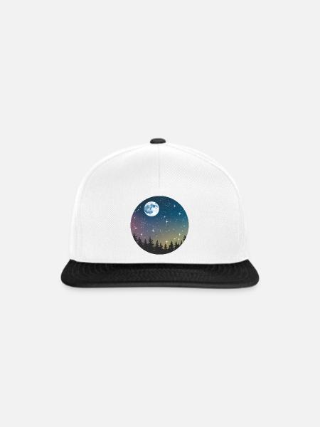 Himmlisches Nachtwaldmuster - Snapback Cap - Weiß/Schwarz