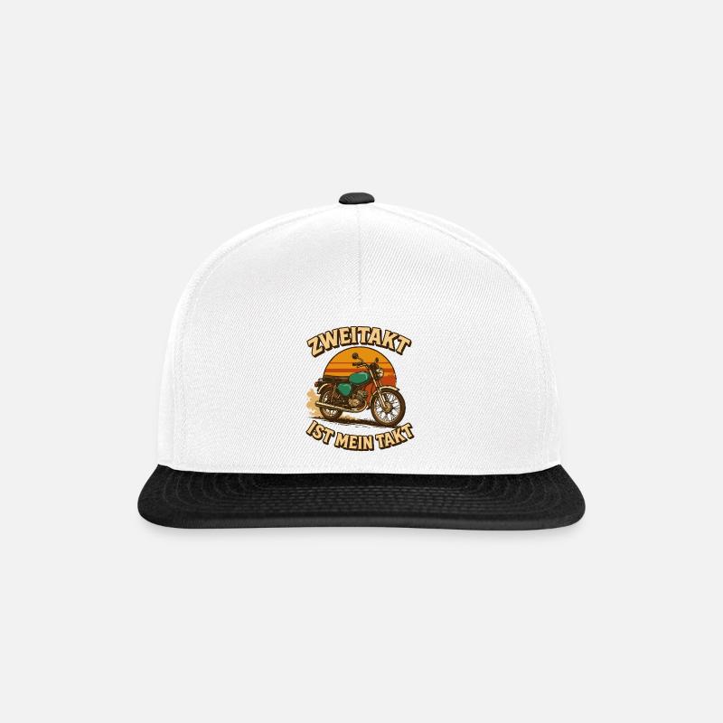 Simson S50 Zweitakt DDR Motorrad Mofa S51 - Snapback Cap - Weiß/Schwarz