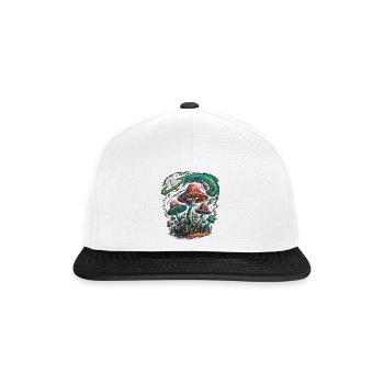 Psychedelische kosmische Pilze Kunstwerk - Snapback Cap - Weiß/Schwarz - Vorne