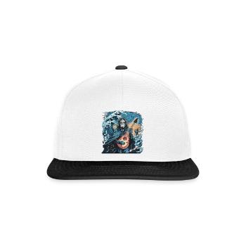 Vague mystique de l’océan avec musicien fantomatique - Casquette snapback - blanc/noir - Devant