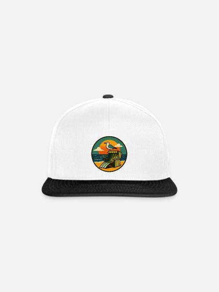 Strandkorb Design mit Möwe - Snapback Cap - Weiß/Schwarz