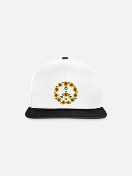 Sonnenblumen-Friedenssymbol-Design - Snapback Cap - Weiß/Schwarz