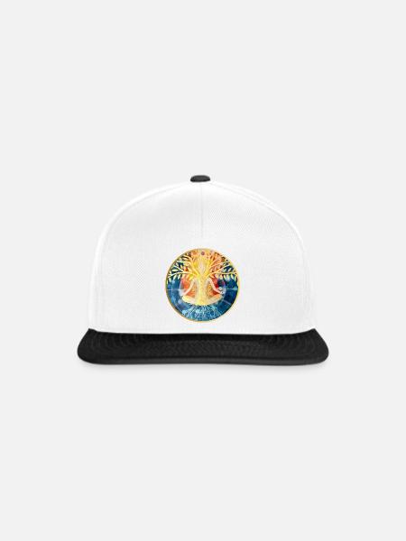 Lebendige Baum-Meditation Illustration - Snapback Cap - Weiß/Schwarz