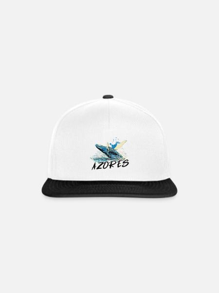 Blaue abstrakte Welle mit Buckelwal - Snapback Cap - Weiß/Schwarz
