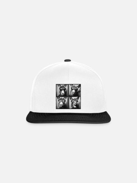 Lustig Esel Fotobox Sonnenbrille - Snapback Cap - Weiß/Schwarz