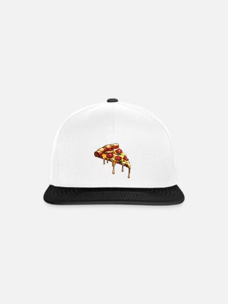 Glänzende Salami-Pizza mit Basilikum - Snapback Cap - Weiß/Schwarz