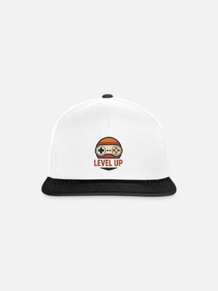 Level Up Retro Controller Grafik - Snapback Cap - Weiß/Schwarz