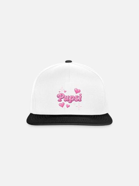 pupsi / y2k Spitzname design - Snapback Cap - Weiß/Schwarz
