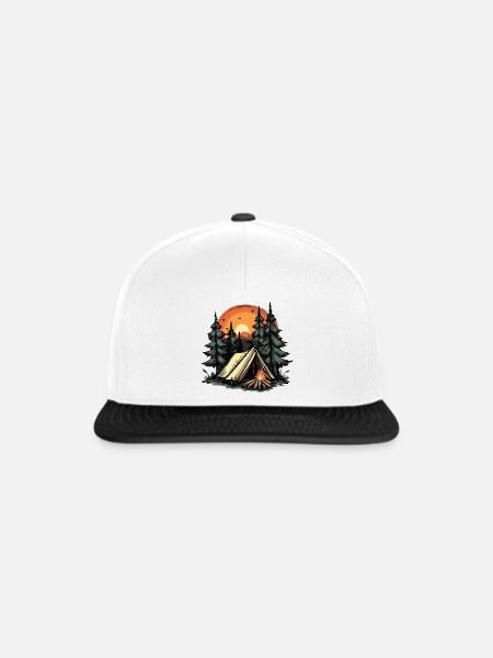Camping Wald Zelt - Snapback Cap - Weiß/Schwarz