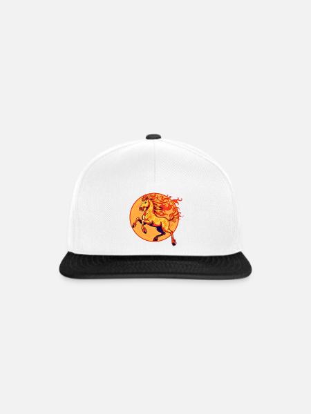Feuerpferd Chinesisches Tierkreiszeichen - Snapback Cap - Weiß/Schwarz