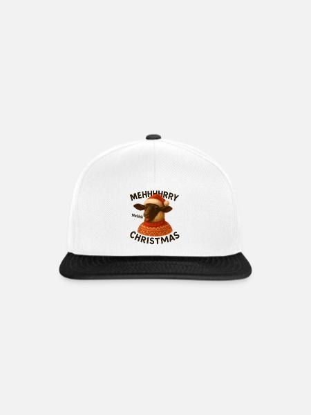 Meh Weihnachts-Schaf-Pullover - Snapback Cap - Weiß/Schwarz