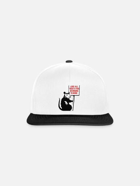 Ratte mit Protest-Schild - Snapback Cap - Weiß/Schwarz