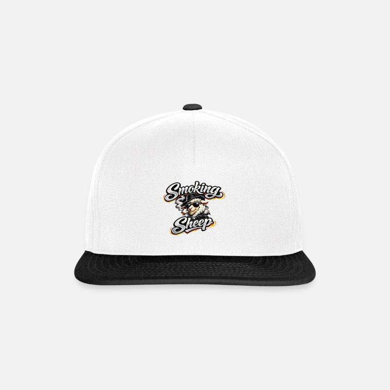 Rauchendes Schaf mit Stil - Snapback Cap - Weiß/Schwarz