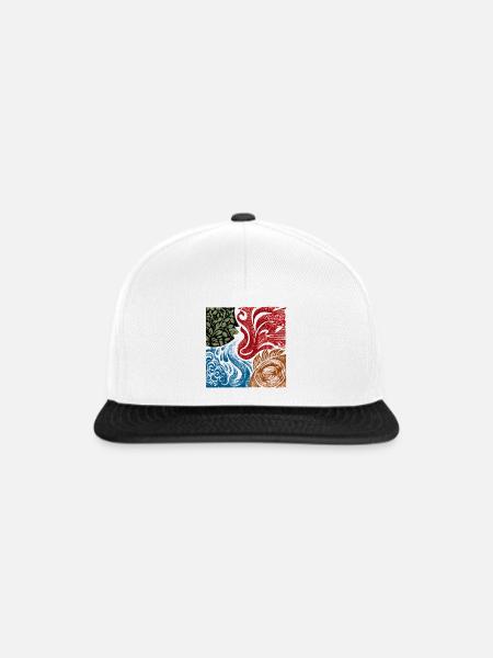 Vier Elemente Natur Grafik Spirituell - Snapback Cap - Weiß/Schwarz