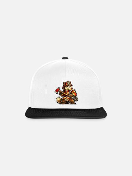 Feuerwehr Bär - Snapback Cap - Weiß/Schwarz