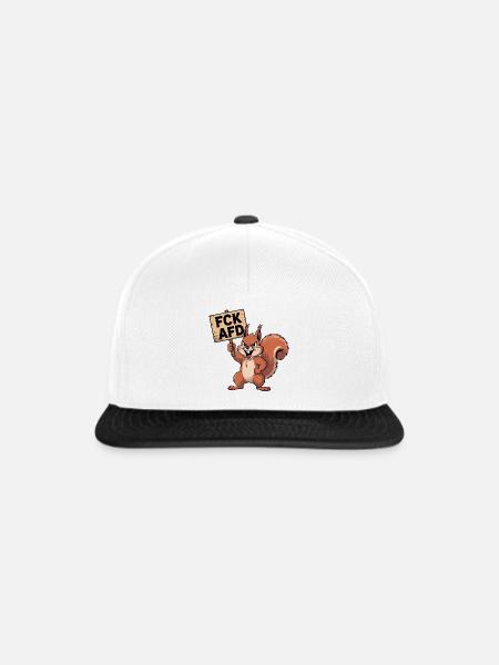 FCK AFD - Antifa Eichhörnchen Tee - Snapback Cap - Weiß/Schwarz