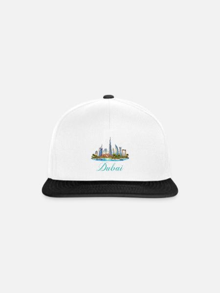 Dubai Skyline Illustration - Snapback Cap - Weiß/Schwarz