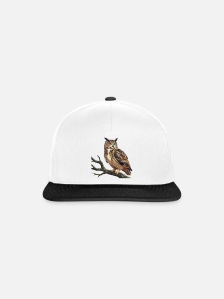 Uhu Eule - Snapback Cap - Weiß/Schwarz