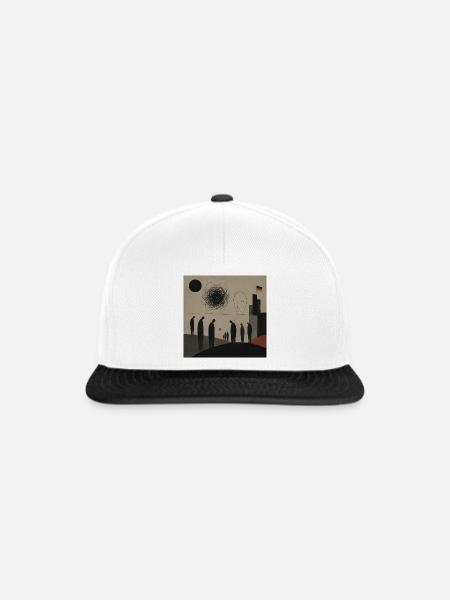 Abstrakte Silhouetten über Stadthorizont - Snapback Cap - Weiß/Schwarz