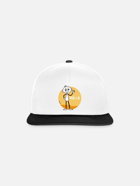Strichel: „Hello“ „Hallo“ freundliche Begrüßung.👋 - Snapback Cap - Weiß/Schwarz