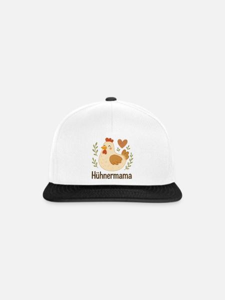 Hühnermama Fröhliche Henne - Snapback Cap - Weiß/Schwarz