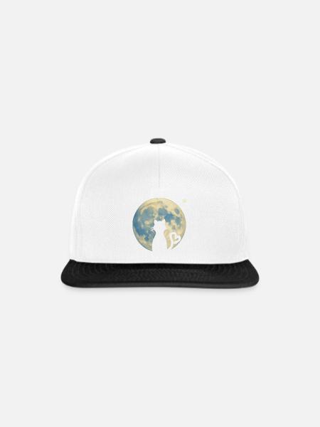 Katzen-Silhouette mit Herz im Mondlicht - Snapback Cap - Weiß/Schwarz