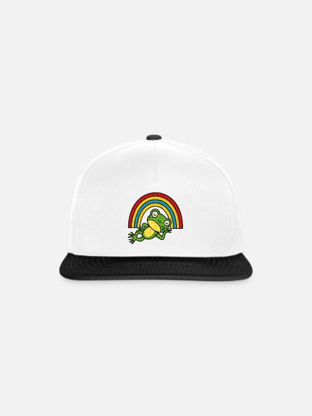 Relaxender Frosch unter dem Regenbogen - Snapback Cap - Weiß/Schwarz