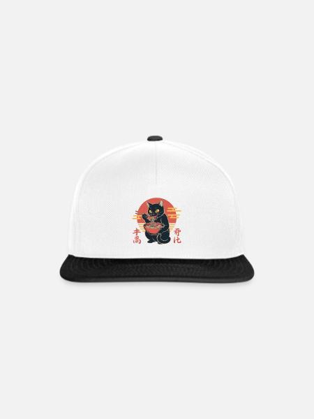 Ramen-Katze – Japanische Kunst - Snapback Cap - Weiß/Schwarz