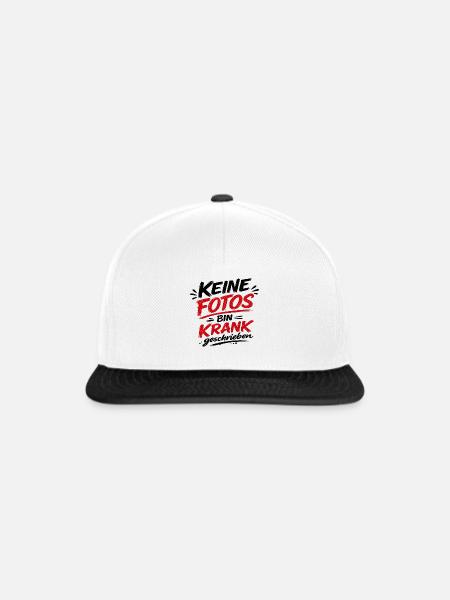 Keine Fotos Bin Krank geschrieben - Snapback Cap - Weiß/Schwarz